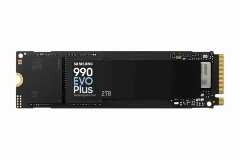 Samsung 990 EVO PLUS 2 TB / SSD / M.2 NVMe PCI-E 4.0 / TLC / R: 7250 MB/s / W: 6300 MB/s / IOPS: 1000.000 und 1350.000 / 5 Jahre