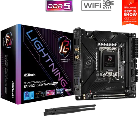 ASRock B760I LIGHTNING WIFI / B760 / LGA 1700 / 2x DDR5 / PCIEx16 / 1x 2.5GLAN / mITX