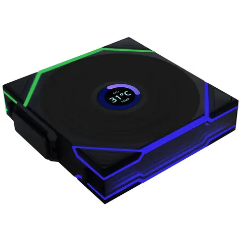 Lian Li UNI FAN TL Kabelloser LCD-Lüfter Reverse Blade schwarz / 120mm / Fluid Dynamic Bearing / 31 dB @ 1900 RPM / 54,3 CFM