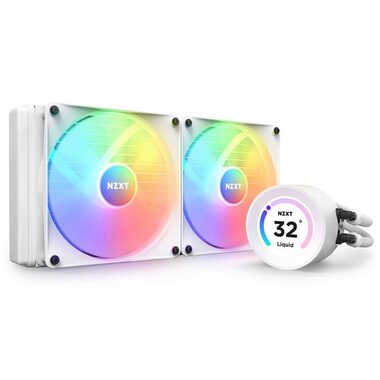 NZXT Kraken Elite RGB 280 weiß / 2x 140mm / Fluid Dynamic Bearing / 34,48 dB @ 1500 RPM / 90,79 CFM / AMD + Intel