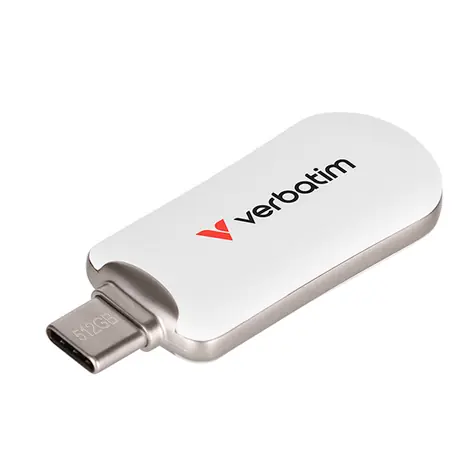 Verbatim Plectra 512GB weiß / Flash Disk / USB-C 3.0 / bis zu 100 MB
