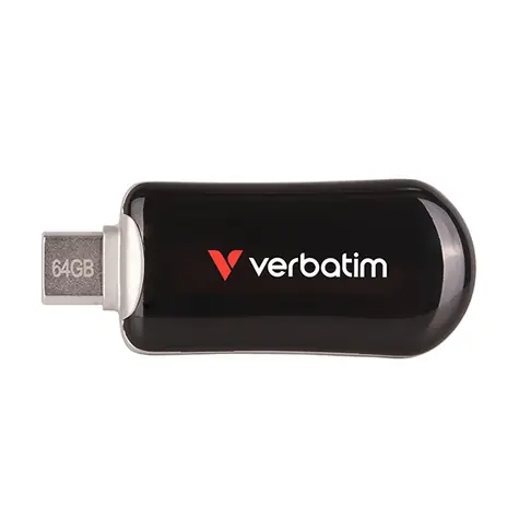 Verbatim Plectra 64GB schwarz / Flash Disk / USB-C 3.0 / bis zu 100 MB
