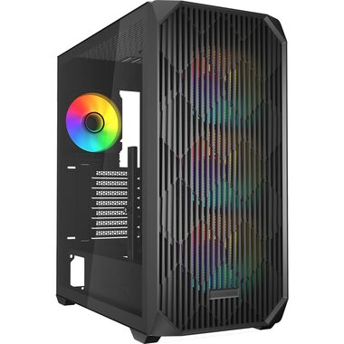 Sharkoon AK3 RGB schwarz / ATX / 2x USB 3.2 / 1x USB-C / 4X 120mm / ohne Netzteil / transparentes Seitenteil