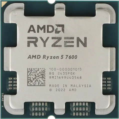 AMD RYZEN 5 7600 bei 3,8 GHz - TRAY / Turbo 5,1 GHz / 6C12T / L2 6 MB L3 32 MB / AM5 / Zen 4 / 65 W