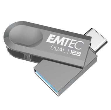 EMTEC Dual D280 USB 3.2 Typ-C 128GB silber / Flash-Laufwerk 