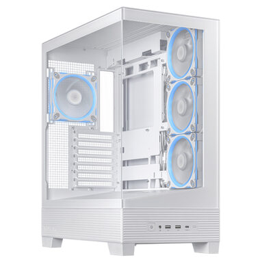 Asus A31 PLUS TG ARGB weiß ATX / 2x USB 3.1 / USB-C 3.2 / ohne Netzteil / transparentes Seitenteil 