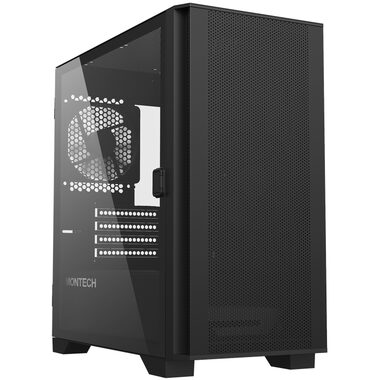 Montech AIR 100 LITE schwarz / Micro ATX / 3x USBA / 2x 120mm / ohne Netzteil / transparentes Seitenteil