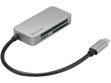 Sandberg USB-C Multi-Kartenleser Pro / USB-C-Anschlüsse / SD- und microSD-Steckplätze