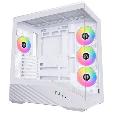 Lian Li Vector V100 weiß / ATX / mATX / Mini-ITX / 2x USB 3.0 + 1x USB 3.1 / ATX / RGB / ohne Netzteil / transparente Seitenwand