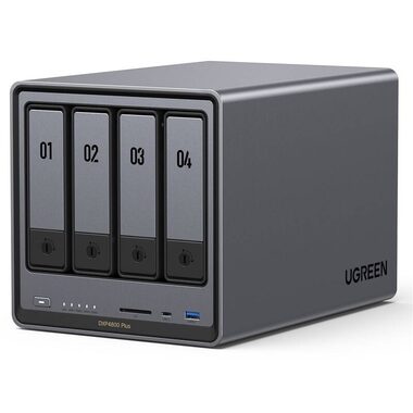 Ugreen NASync DXP4800 PLUS / 4 Steckplätze / USB-C / USB-A / RJ45 / SD-Kartenleser / HDMI