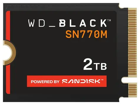 WD Black SN770M 2 TB / M.2 SSD 2230 / NVMe PCIe 4.0 x4 / TLC / Lesen: 5150 MB/s / Schreiben: 4850 MB/s / 5 Jahre