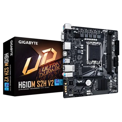 Unverpackt - GIGABYTE H610M S2H V2 / H610M / LGA1700 / 2x DDR5 / PCIEx16 / 1xGLAN / micro-ATX / unverpackt
