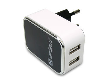 Sandberg USB AC-Ladegerät / 2 USB / 110-240 V / 3400 mA / schwarz-weiß