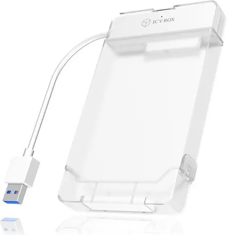 ICY BOX Adapter für 1x HDD/SSD SATA III > USB 3.0 Typ A durchsichtig / Kunststoffabdeckung