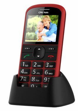 CPA Halo 21 Senior mit Ladestation rot / 2,4" / 220 x 176 / 0,3 Mpx / SOS / Taschenlampe / Radio / MicroSD / BT 