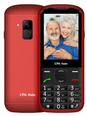 CPA Halo 28 Senior mit Ladestation rot / 2,8" / 240 x 320 / 0,3 Mpx / SOS / Taschenlampe / Radio / MicroSD / BT 