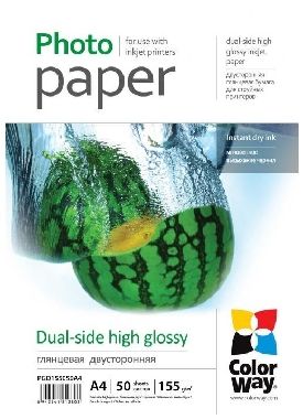 Colorway Doppelseitiges Fotopapier / Hochglanz / A4 / 155g/m2 / 50 Blatt