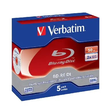 Verbatim Blue-Ray BD-RE / 50 GB / 2x / DualLayer / 5 Stück Jewel Case
