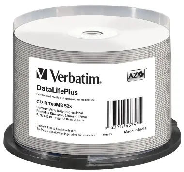 Verbatim CD- R DLP / 80 Min. / 52x / Druckbar / 50 Stück Kuchen