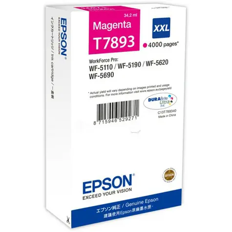 Epson T7893 Kartusche / XXL / für WorkForce Pro / 34,2 ml / Magenta