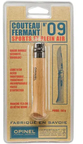 Opinel 1254 VRI N°09 Inox 9 cm Buche / Schließmesser