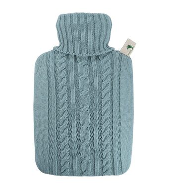 Hugo Frosch Klassische Wärmflasche mit Strickbezug - Pastellblau