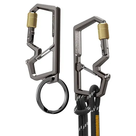 Spigen Karabiner mit Schlüsselring, 2. Generation (1 Stück), grau