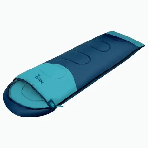 NILS Camp NC2008 blau/hellblau / Verlängerter Schlafsack / 185+30 cm x 75 cm / 12 °C | -2 °C