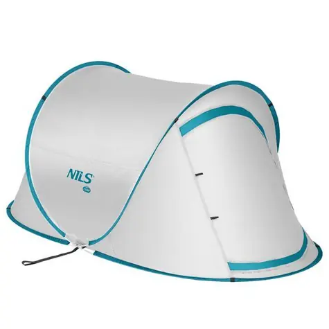 NILS Camp NC3743 grau / Selbstfaltbares Strandzelt / 120 x 220 x 95 cm