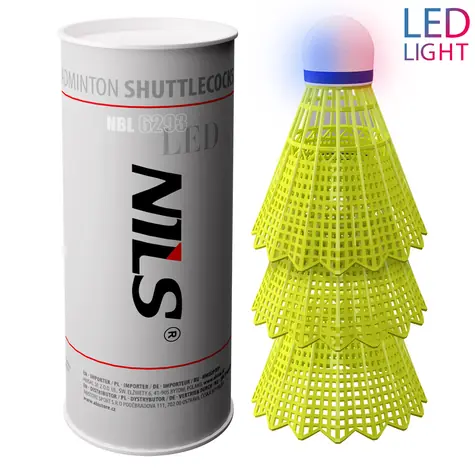 NILS NBL6293 Badmintonbälle mit LED, 3 Stück.