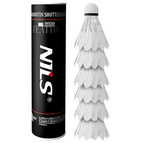 NILS NBL6206 Feder-Badmintonbälle, 6 Stück
