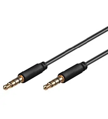 PremiumCord Kabelstecker 3,5 mm 4-polig M/M 1,5 m für Apple iPhone, iPad, iPod