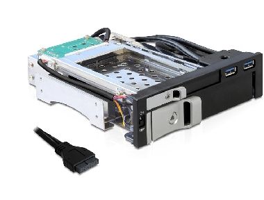 DeLock Ersatzrahmen 5,25" für 1x 2,5 + 1x 3,5 SATA HDD / 2 x USB 3.0 Ports