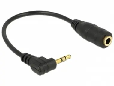 DeLock Audio-Stereokabel 2,5 mm Stecker rechtwinklig auf 3,5 mm Buchse / 3 Pin / 14 cm