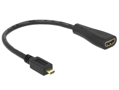 DeLock High Speed HDMI Kabel mit Ethernet - Micro D Stecker <-> A Buchse / 23 cm
