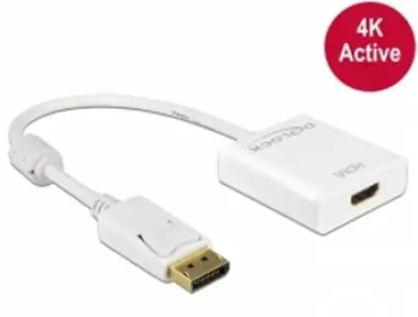 DeLock Adapter Displayport 1.2 Stecker <-> HDMI Buchse 4K aktiv / weiß