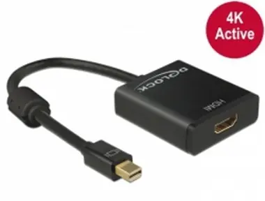DeLock Adapter Mini Displayport 1.2 Stecker <-> HDMI Buchse 4K aktiv / Schwarz