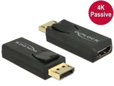 DeLock Adapter Displayport 1.2 Stecker > HDMI Buchse 4K passiv / Schwarz