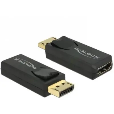 DeLock Adapter Displayport 1.2 Stecker > HDMI Buchse 4K aktiv / Schwarz