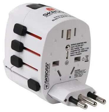 SKROSS Reiseadapter / einziehbar / weiß