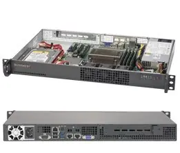 SuperMicro mini1U Server (SYS-5019S-L) / 1x LGA1151 / iC232 / 4X DDR4 ECC / 1x 3,5" Fix SATA / 200W / IPMI