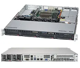 SuperMicro 1U Server (SYS-5019S-MR) / 1x LGA1151 / iC236 / 4X DDR4 ECC / 4X 3,5" HS SATA3 / 2x400W (80+ Platinum) / IPMI