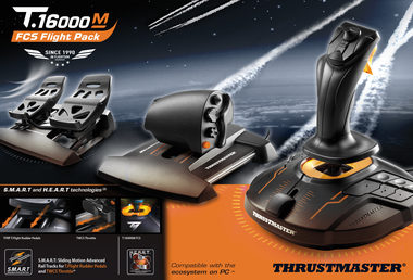 Thrustmaster Joystick T16000M FLIGHT PACK + Gas + Pedalset / für PC