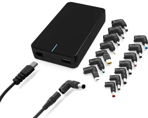 MicroBattery Universal-Laptop-Netzteil 90 W / USB 5 V 2,1 A / DC 14,5-20 V / 14 Anschlüsse