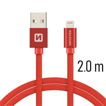 Swissten TEXTILE Datenkabel USB - Lightning 2m rot