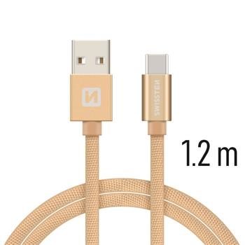 Swissten TEXTILE Datenkabel USB - USB-C 1,2m Gold
