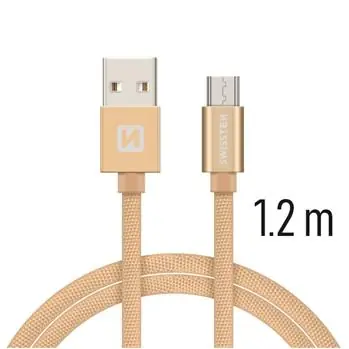 Swissten TEXTILE Datenkabel USB - microUSB 1,2m gold