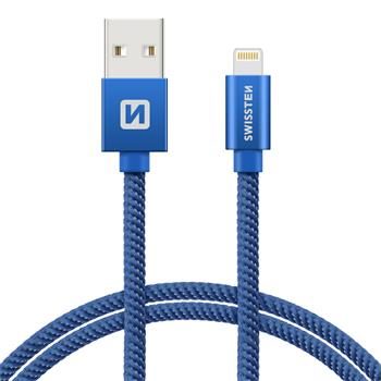 Swissten TEXTILE Datenkabel USB - Lightning 2,0m blau