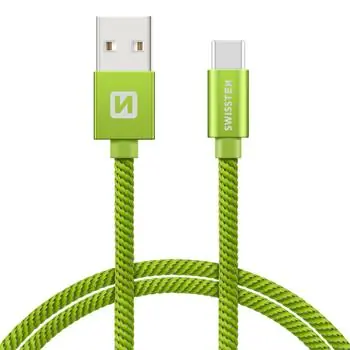 Swissten TEXTILE Datenkabel USB - USB-C 1,2m grün
