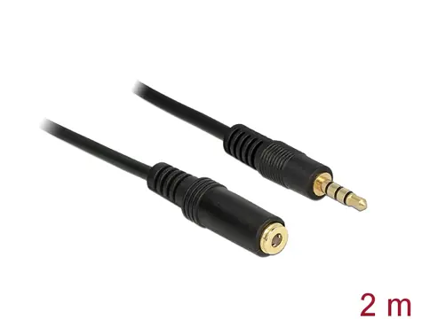 DeLock Verlängerungskabel Audio Stereo Klinke 3,5 mm Stecker > Stereo Klinke 3,5 mm Buchse 2 m schwarz
